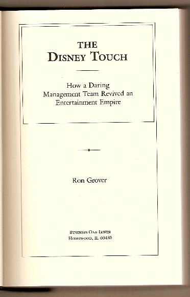 THE DISNEY TOUCH by Ron Grover